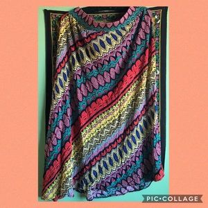 Mixed Print Asymmetric Maxi Skirt XL Petite